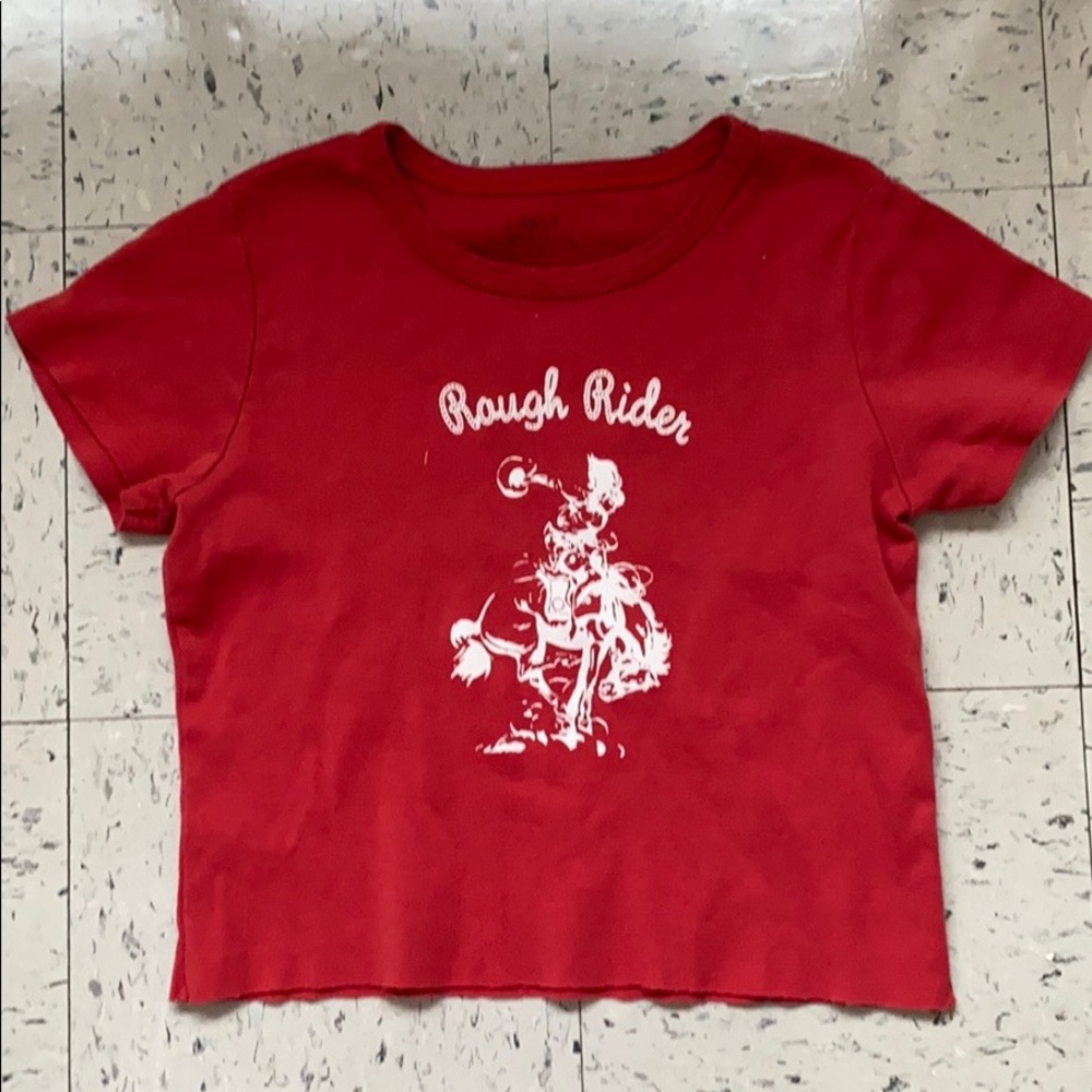 red rough rider crop top